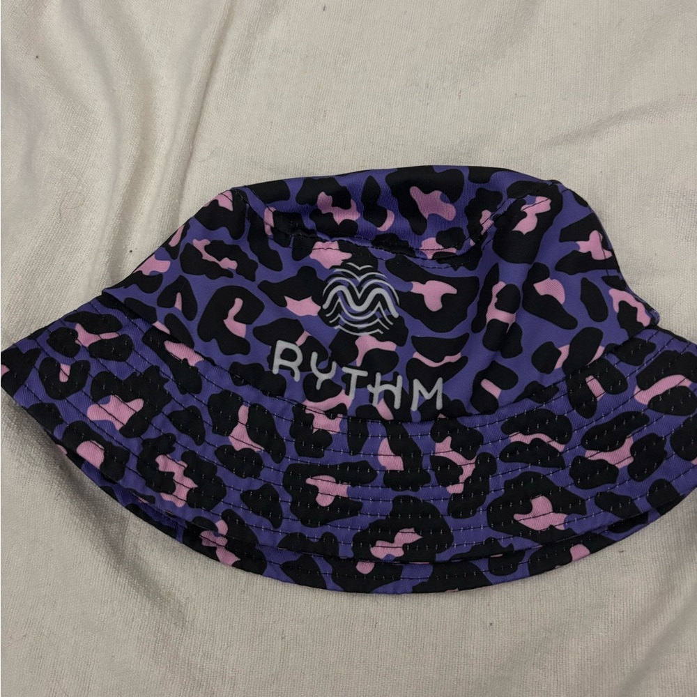 “RYTHM” Logo Purple and Pink Leopard Print Bucket Hat